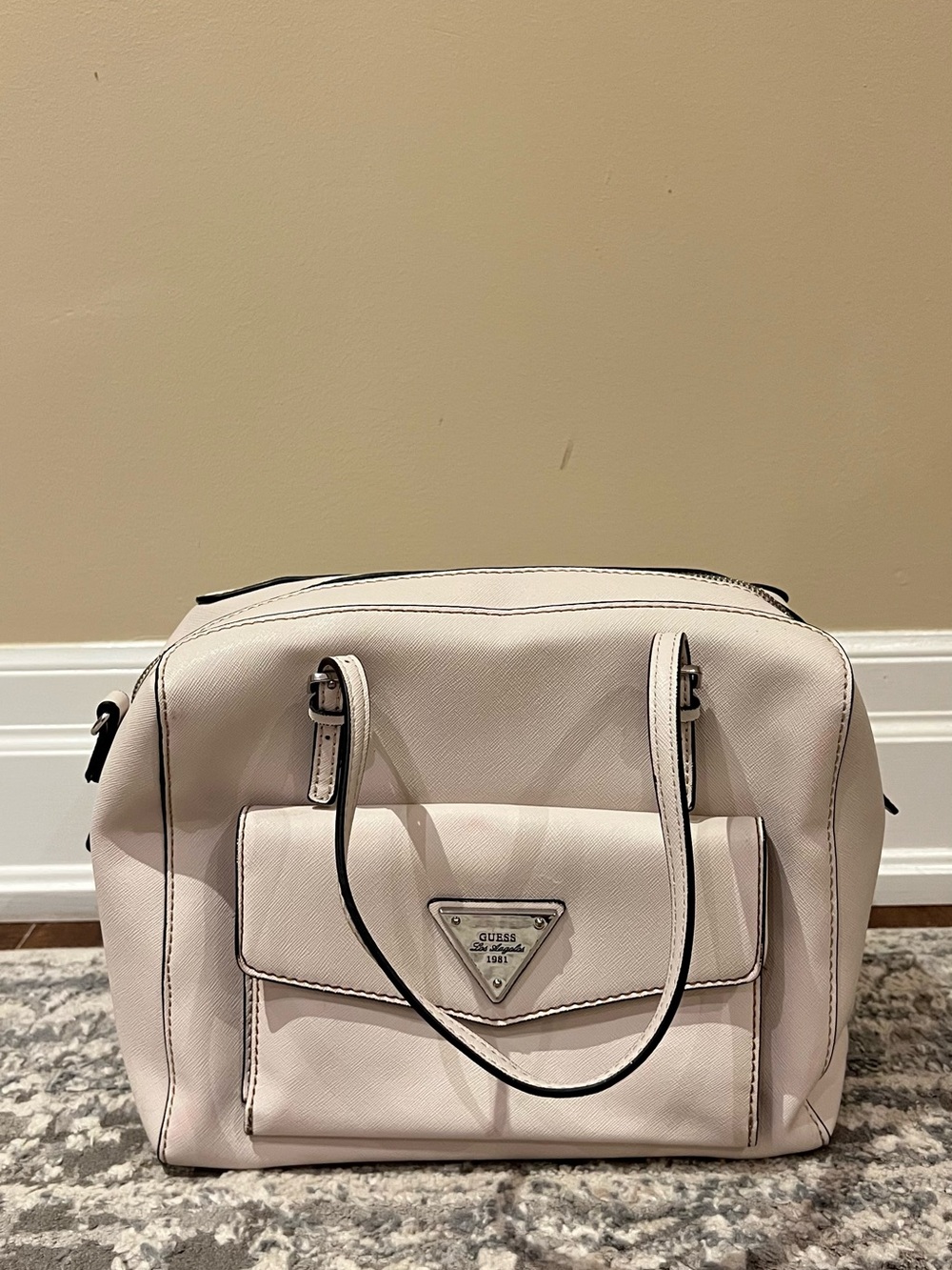 Guess Pale Pink Saffiano Satchel
